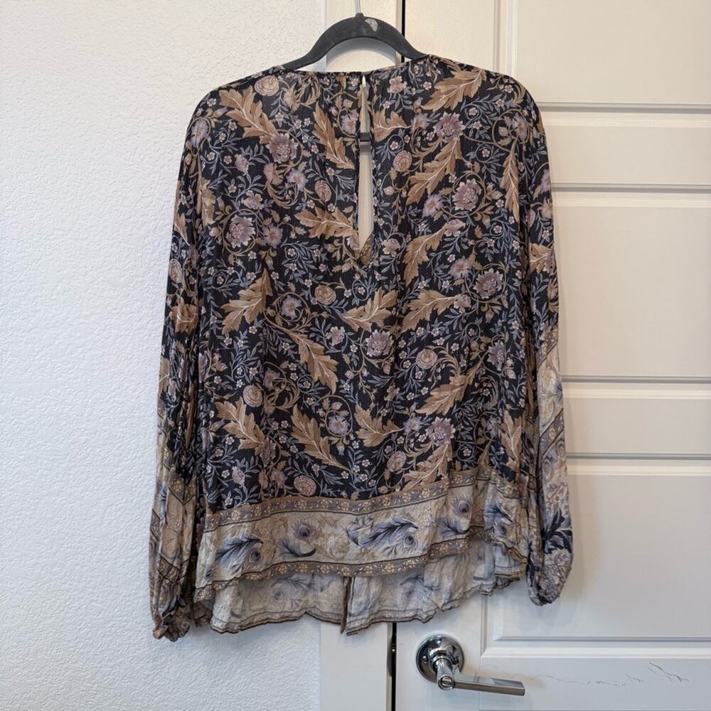 Spell Floral Blouse in Blue and Cream - Picture 4 of 7